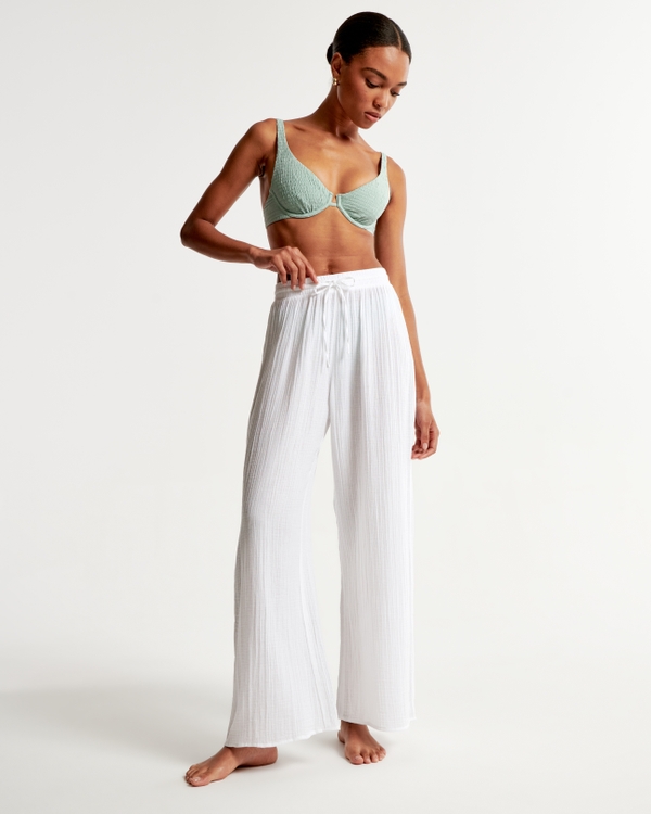 Gauzy Beach Coverup Pant, White