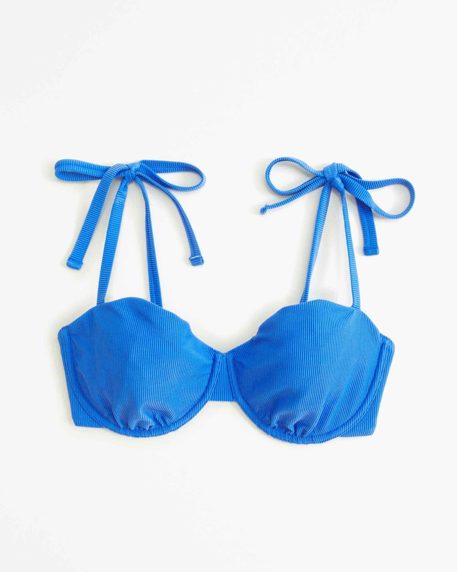 Victorias Secret Bikini Top 36DD High Tie Halter Underwire Ruffle Medium  Blue