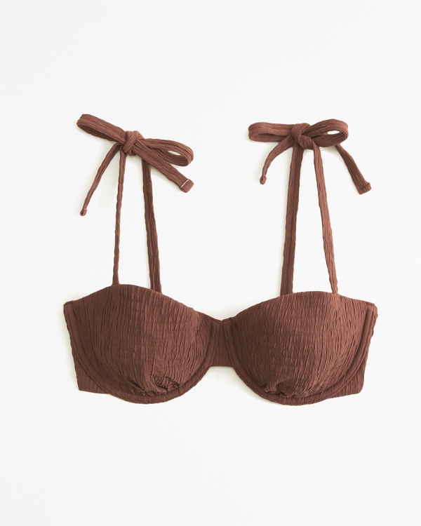 Curve Love Tie-Strap Underwire Bikini Top, Brown