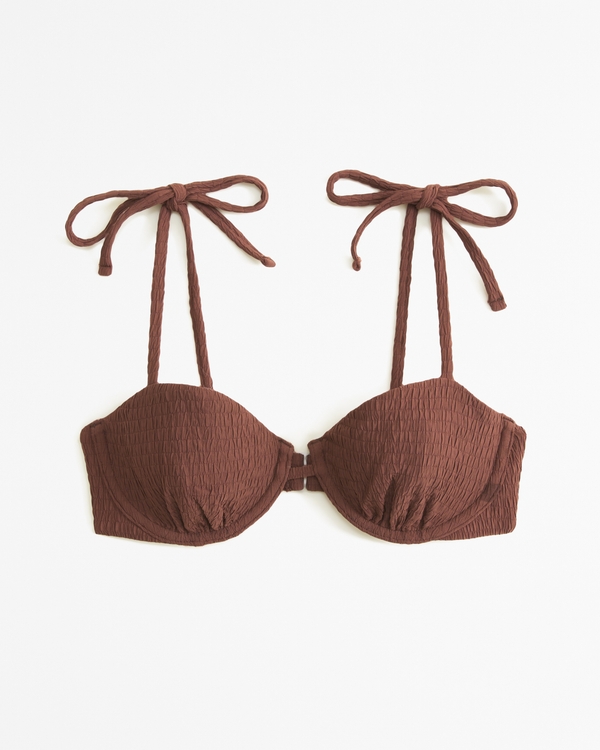 Tie-Strap Underwire Bikini Top, Brown