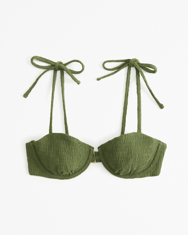Tie-Strap Underwire Bikini Top, Olive