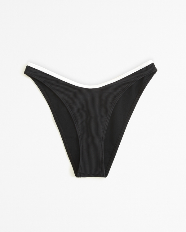 High-Leg Cheeky Bottom, Black With White Contrast