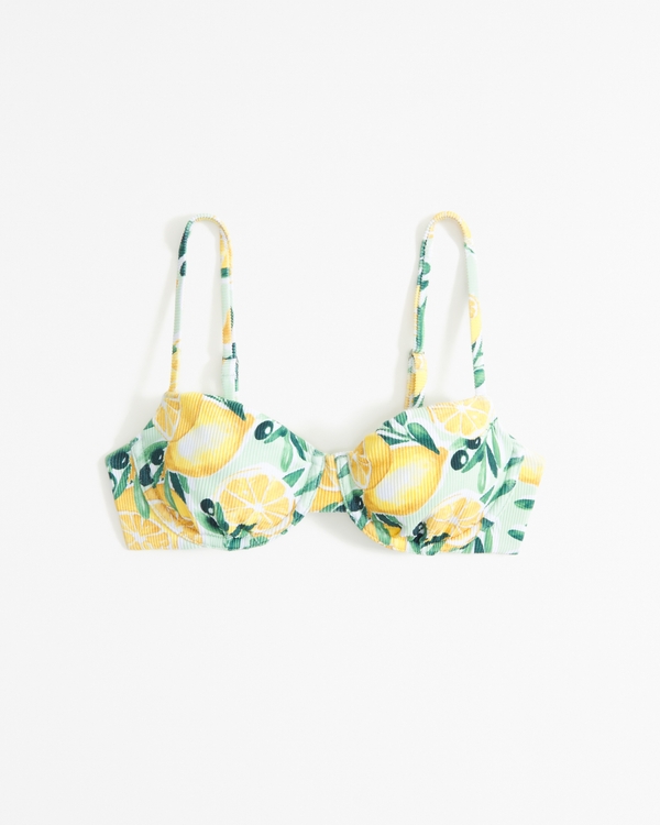 90s Clean Underwire Bikini Top, Lemon Print