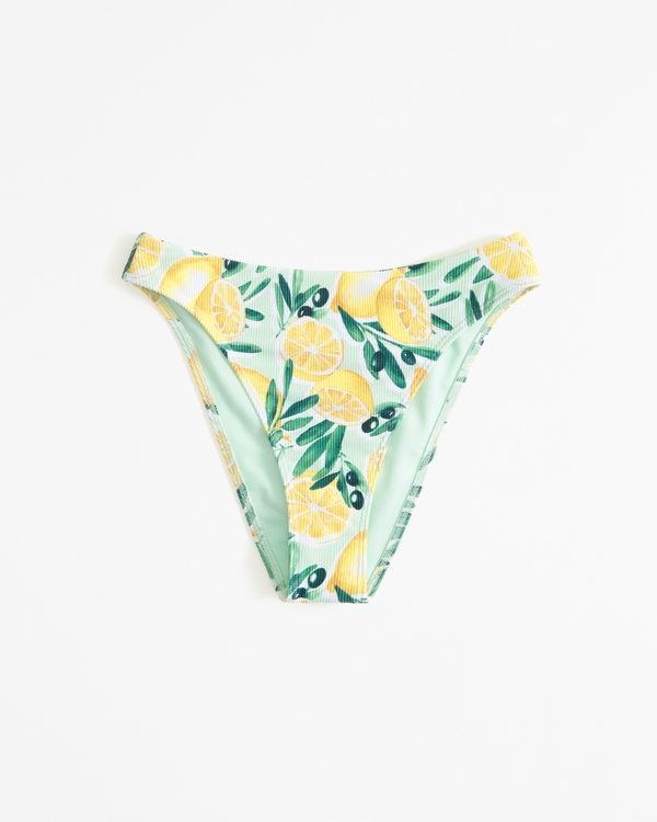 Mid-Rise High-Leg Moderate Bottom, Lemon Print view 1