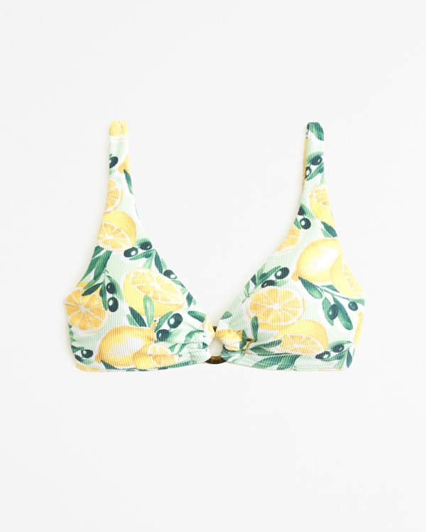 O-Ring High Apex Bikini Top, Lemon Print
