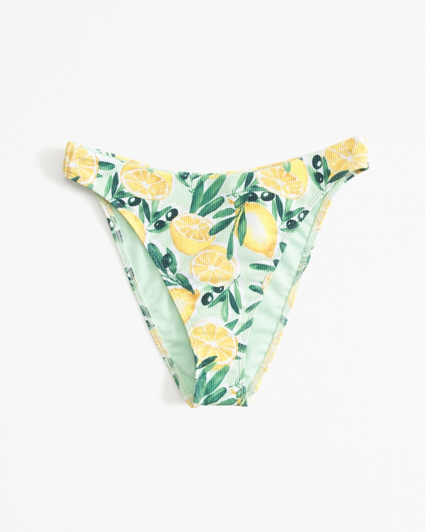 Curve Love Mid-Rise High-Leg Moderate Bottom, Lemon Print