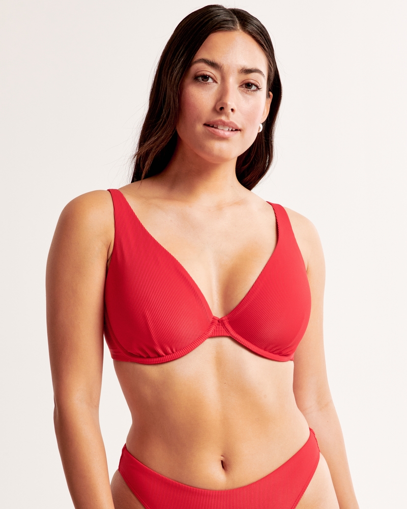 Mujer Top de bikini con aro interno y vértice alto Curve Love | Mujer  Trajes de baño | Abercrombie.com