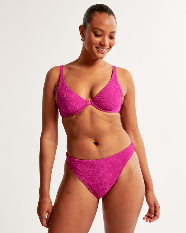 Curve Love Mid-Rise High-Leg Moderate Bottom, Pink view 1