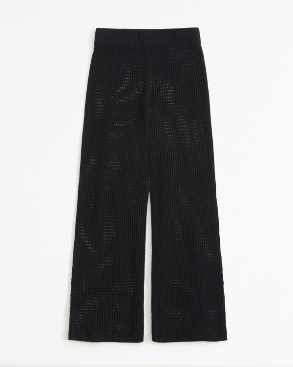 Crochet-Style Coverup Pant, Black