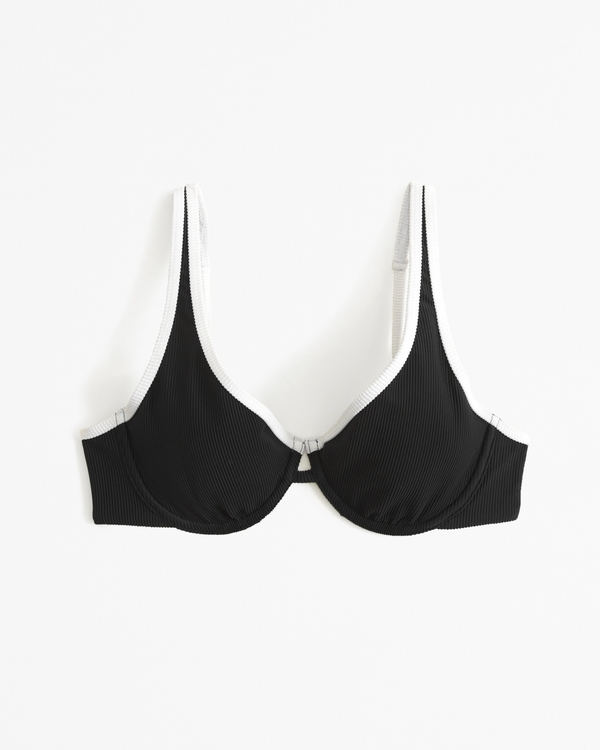 High Apex Underwire Bikini Top, Black & White