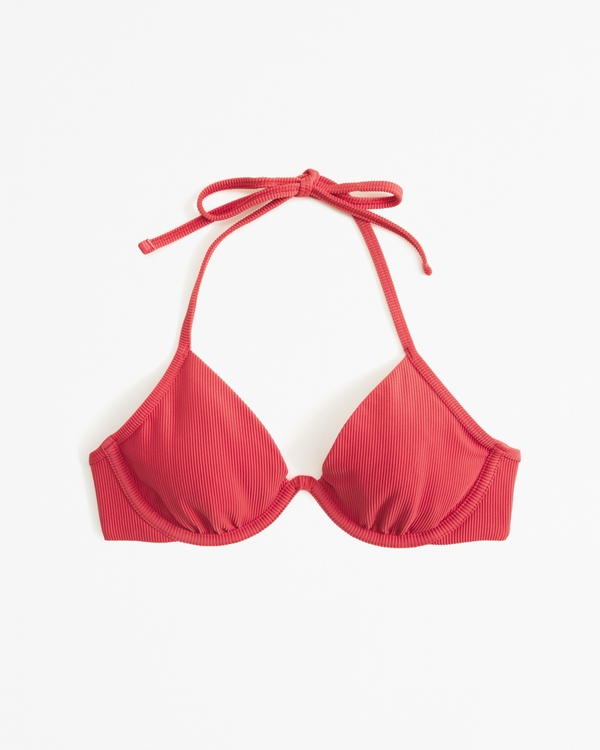 Halter Triangle Underwire Bikini Top, Red