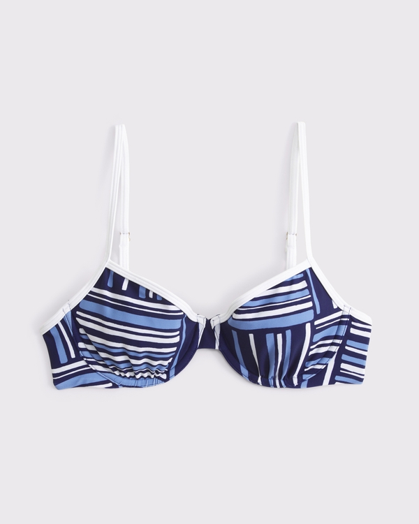 90s Clean Underwire Bikini Top, Blue Stripe view 1
