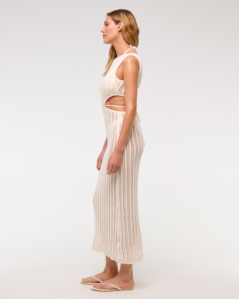 Crochet-Style Cutout Maxi Dress Coverup