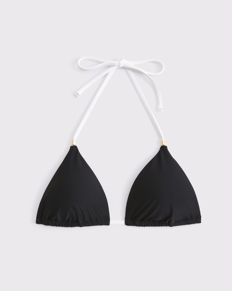 Beaded Halter String Triangle Bikini Top