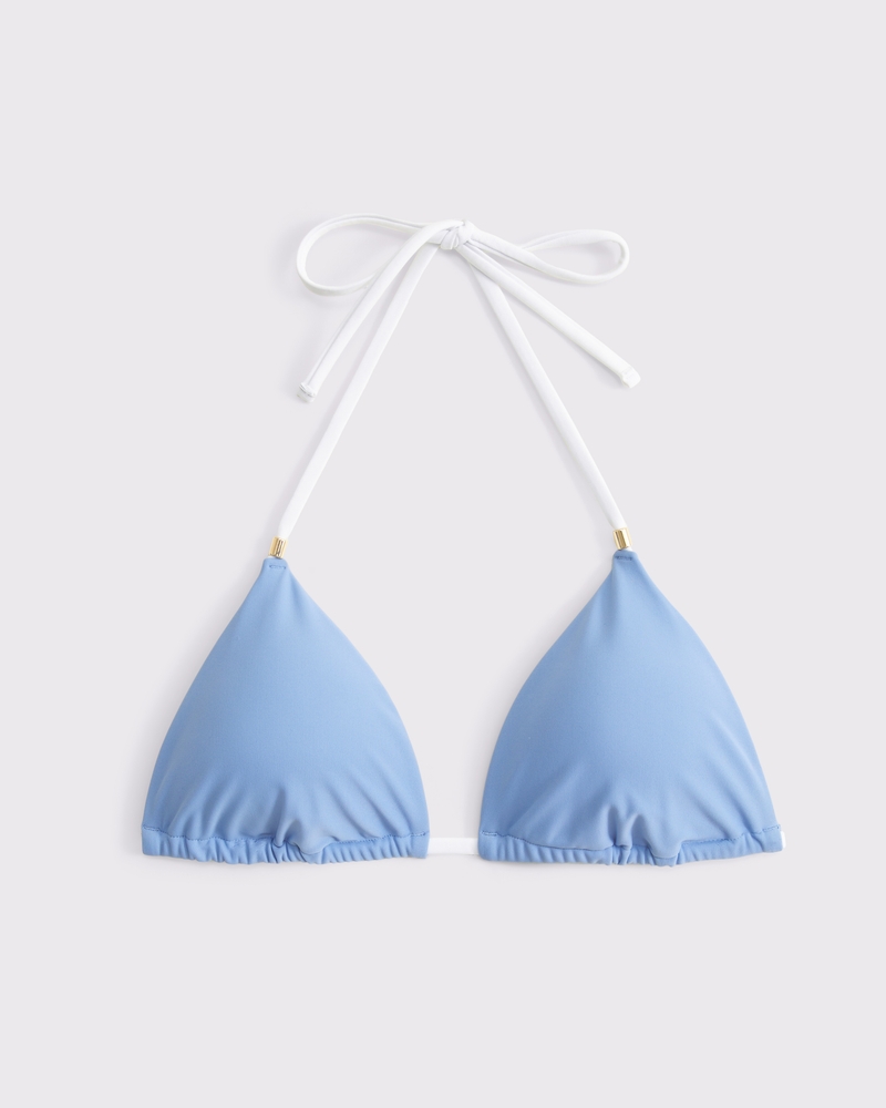 Beaded Halter String Triangle Bikini Top
