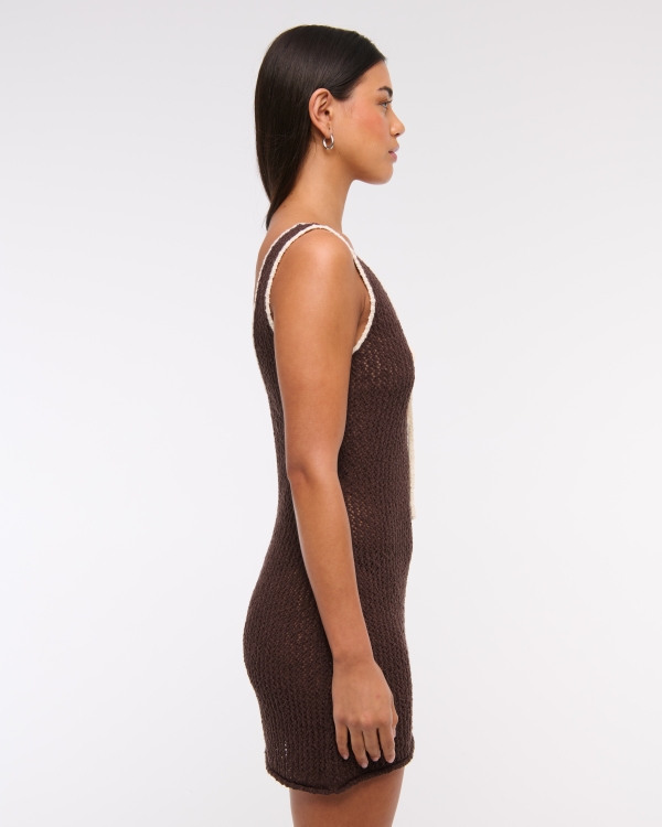 Women's Crochet-Style Mini Dress Coverup in Cocoa | Size XXS | Abercrombie & Fitch
