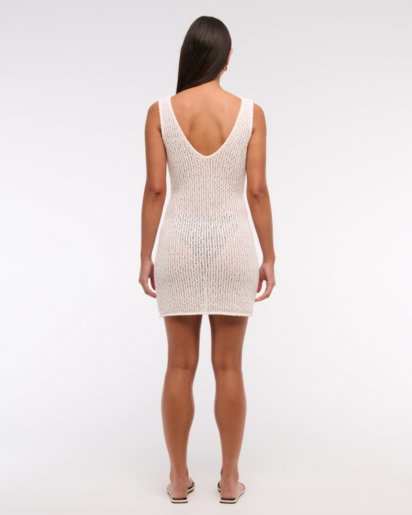 Crochet-Style Mini Dress Coverup