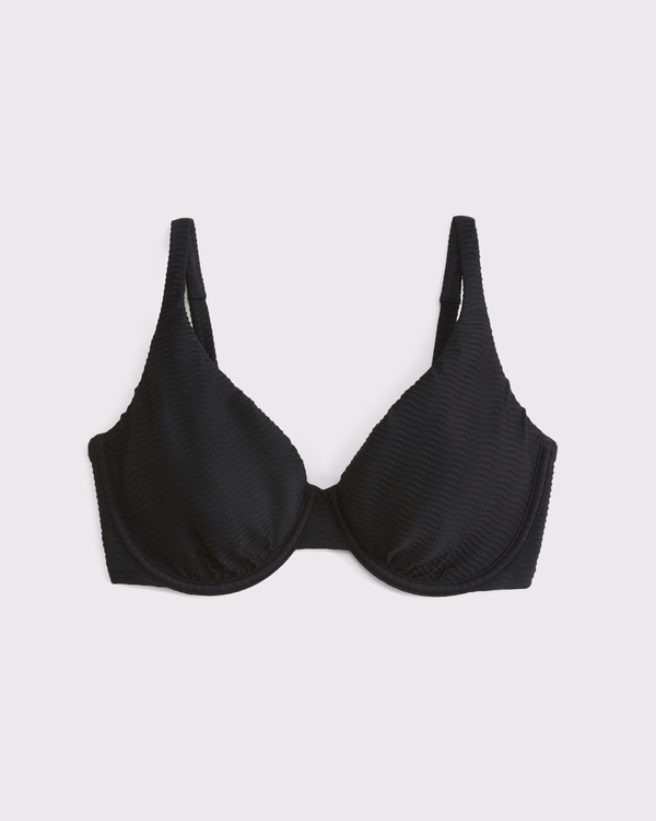 Curve Love High Apex Underwire Bikini Top, Black view 1