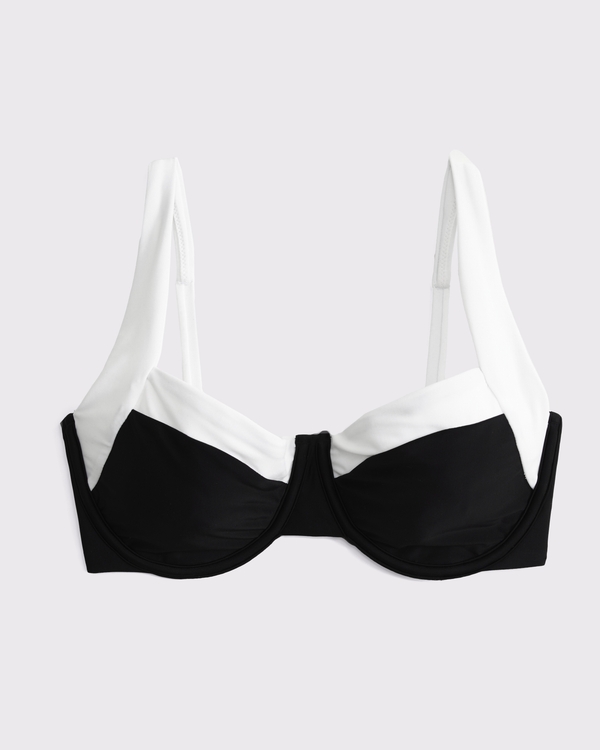 Curve Love Wide Strap Underwire Bikini Top, Black view 1