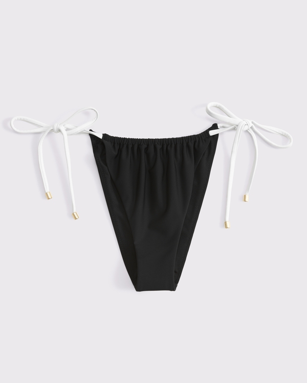 Low Rise Ruched Tie-Side Cheeky Bottom, Black view 1