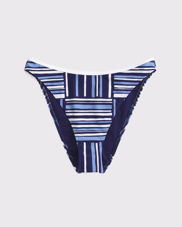 Mid Rise High-Leg Moderate Bottom, Navy Stripe view 1