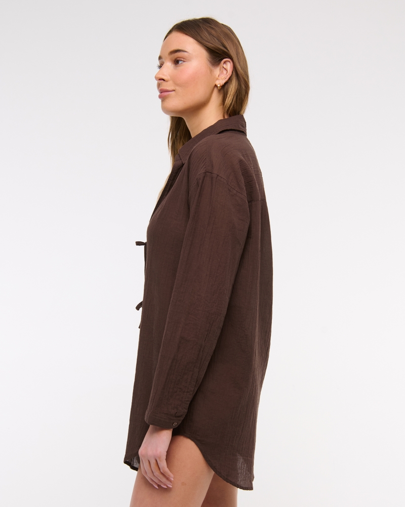 Tie-Front Shirt Dress Coverup