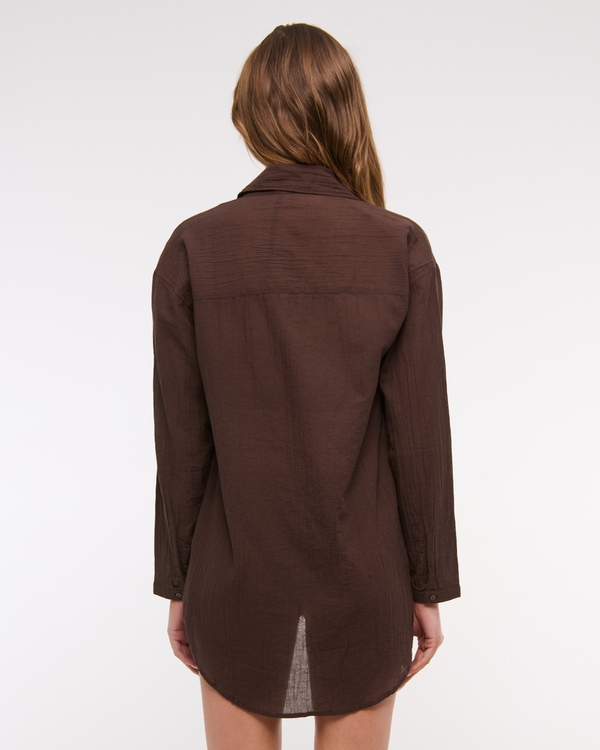 Tie-Front Shirt Dress Coverup