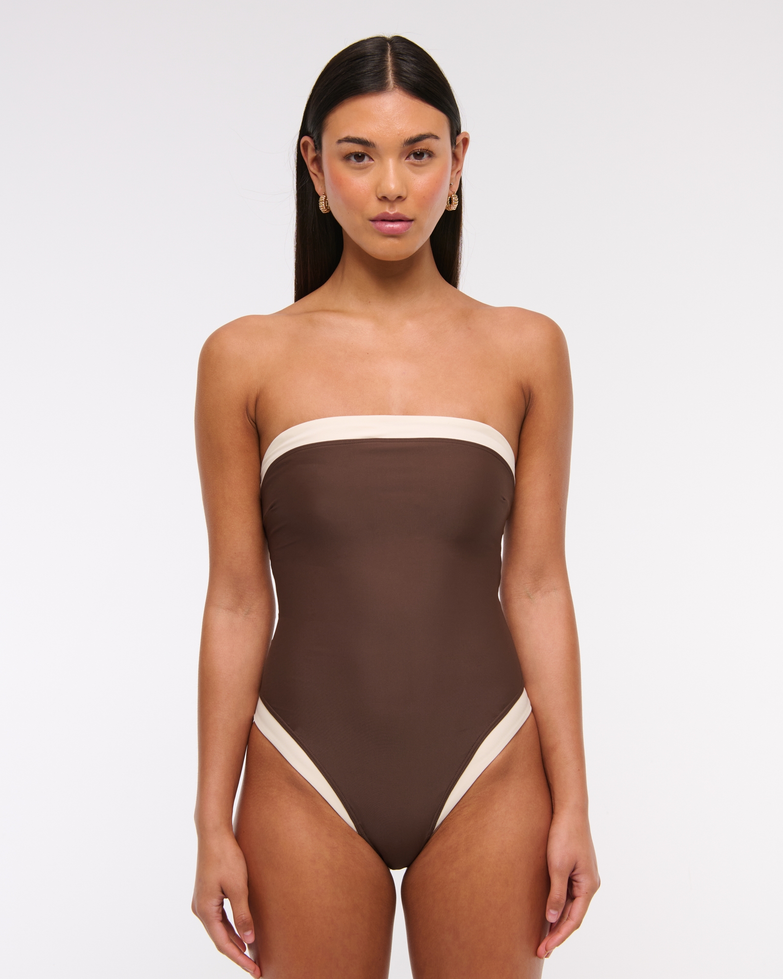 Straight Neck One-Piece Swimsuit