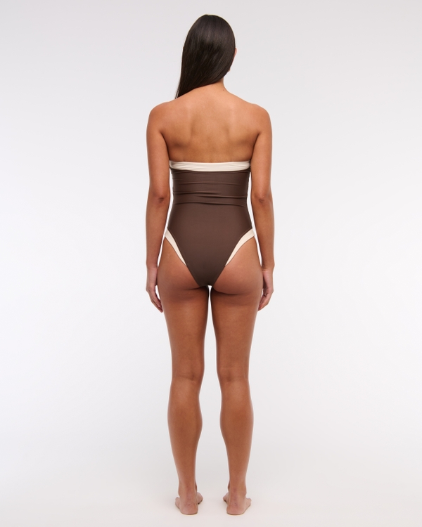 Straight Neck One-Piece Swimsuit