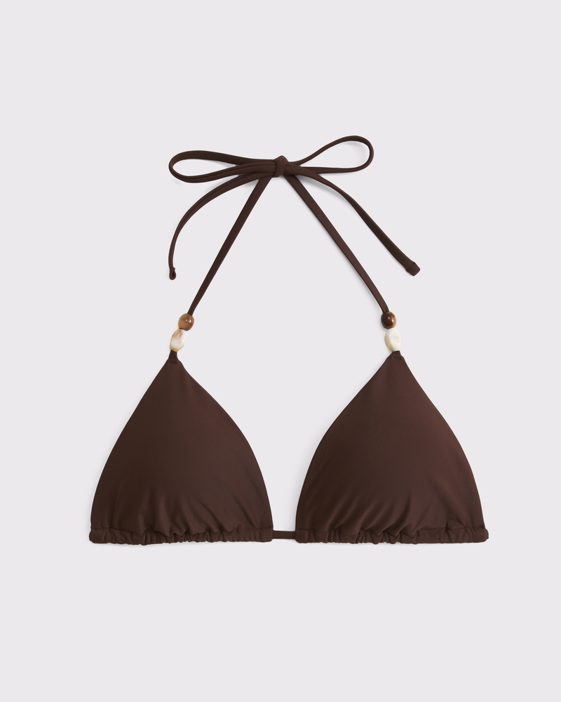 Beaded Halter String Triangle Bikini Top