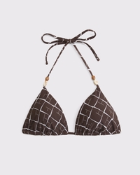 Beaded Halter String Triangle Bikini Top