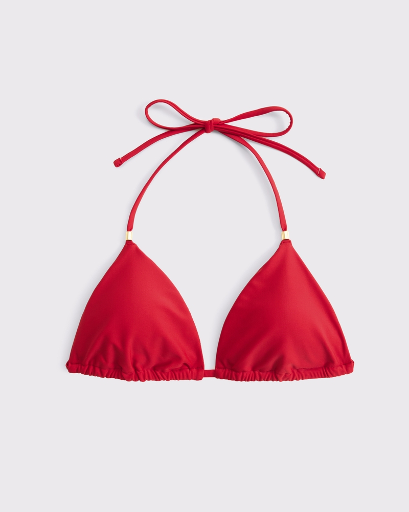 Beaded Halter String Triangle Bikini Top