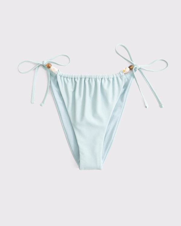 Low Rise Ruched Tie-Side Cheeky Bottom, Light Blue view 1