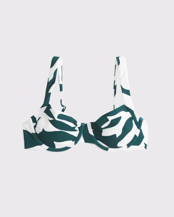 Wide Strap Underwire Bikini Top, Teal Pattern view 1