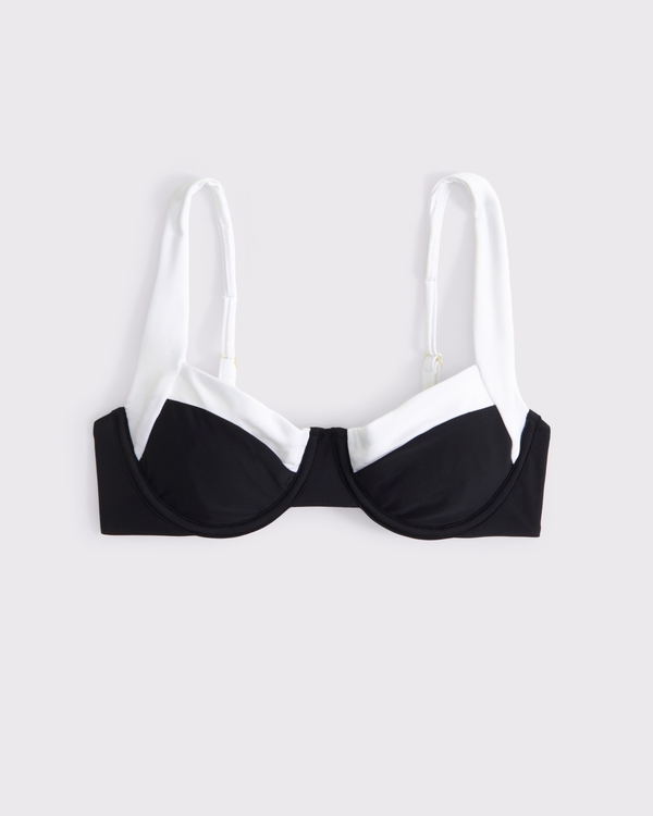 Wide Strap Underwire Bikini Top, Black view 1