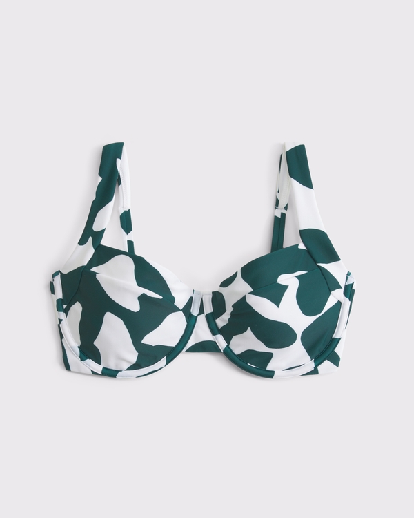 Curve Love Wide Strap Underwire Bikini Top, Teal Pattern view 1