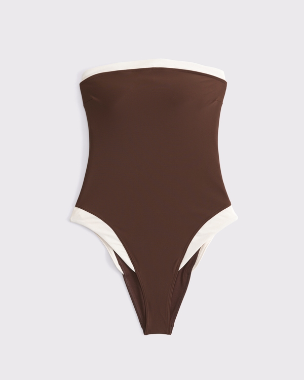 Curve Love A&F Marina One-Piece Swimsuit, Chestnut view 1