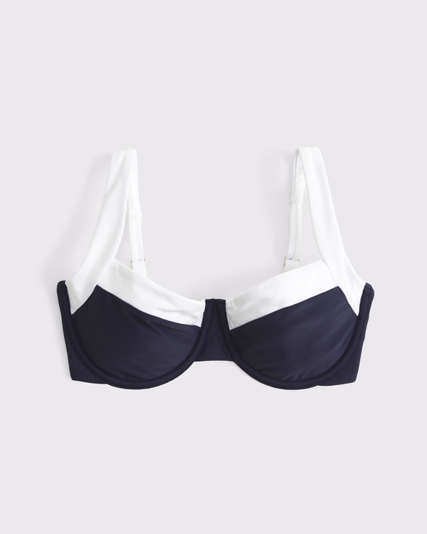 Curve Love Wide Strap Underwire Bikini Top, Navy view 1