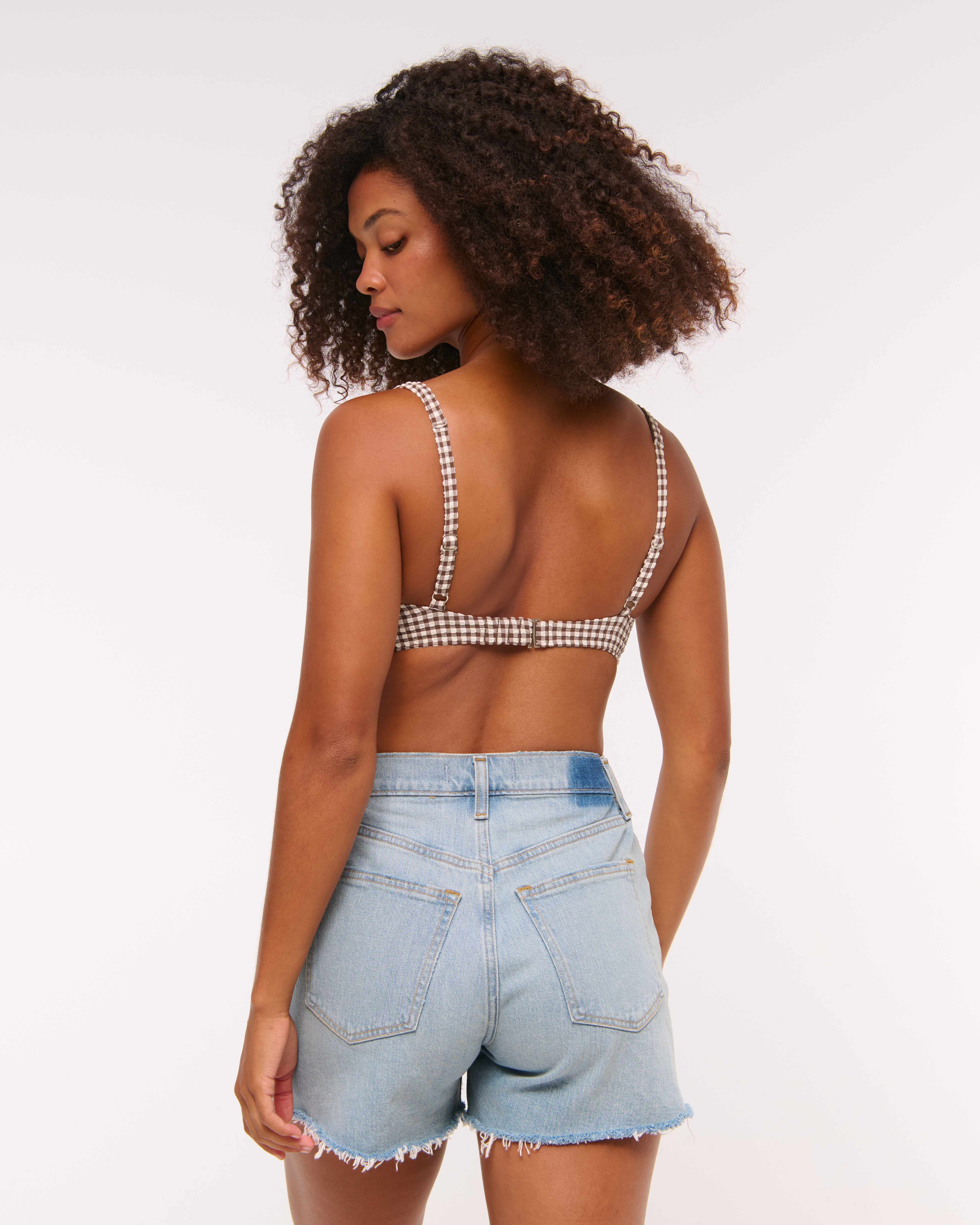 Abercrombie & Fitch Curve Love Wide Strap Underwire Bikini Top In Brown