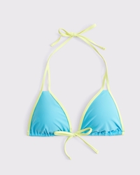 Contrast Tie-Front Triangle Bikini Top