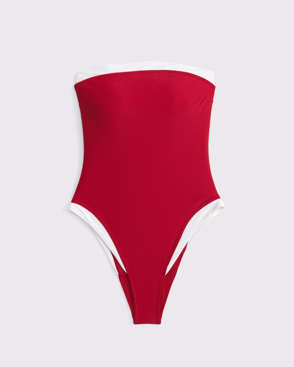 A&F Marina One-Piece Swimsuit, Vivid Red view 1