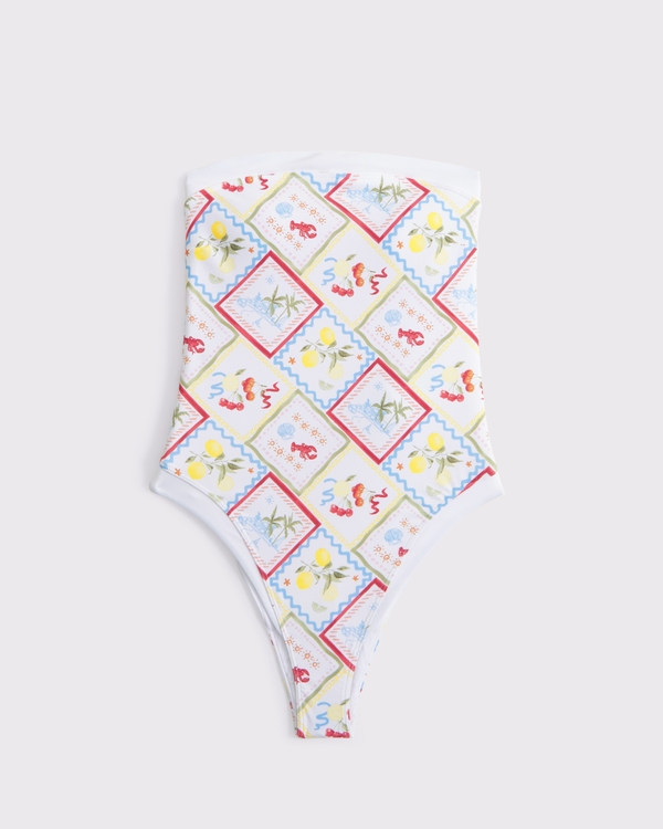 A&F Marina One-Piece Swimsuit, Tile Print view 1