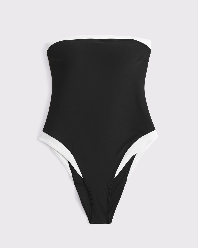 Curve Love A&F Marina One-Piece Swimsuit, black, small