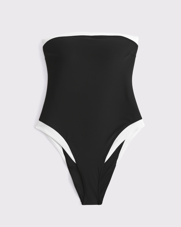 Curve Love A&F Marina One-Piece Swimsuit, Black view 1