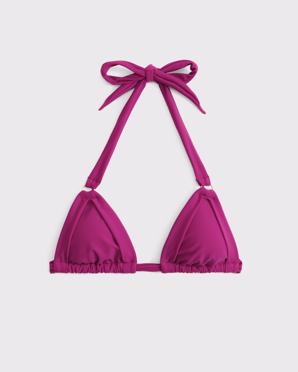 O-Ring Halter Triangle Bikini Top, Fuchsia view 1