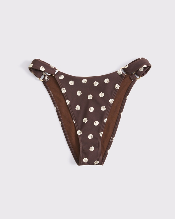 O-Ring High-Leg Cheeky Bottom, Brown Pattern view 1