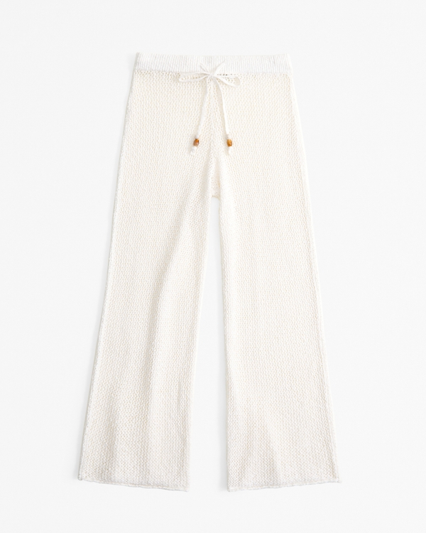 Crochet-Style Mid Rise Coverup Pant, Cream