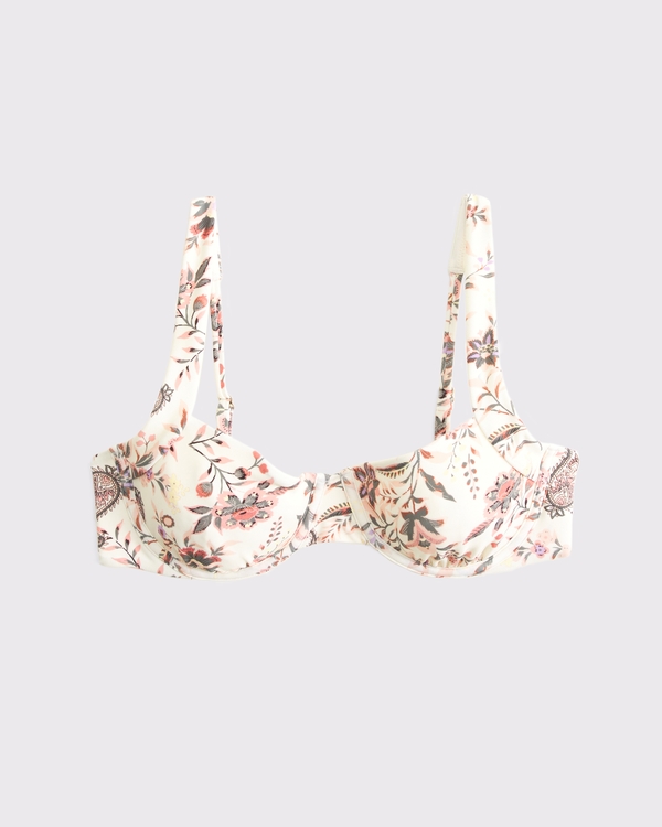 Wide Strap Underwire Bikini Top, Cream Paisley Print view 1