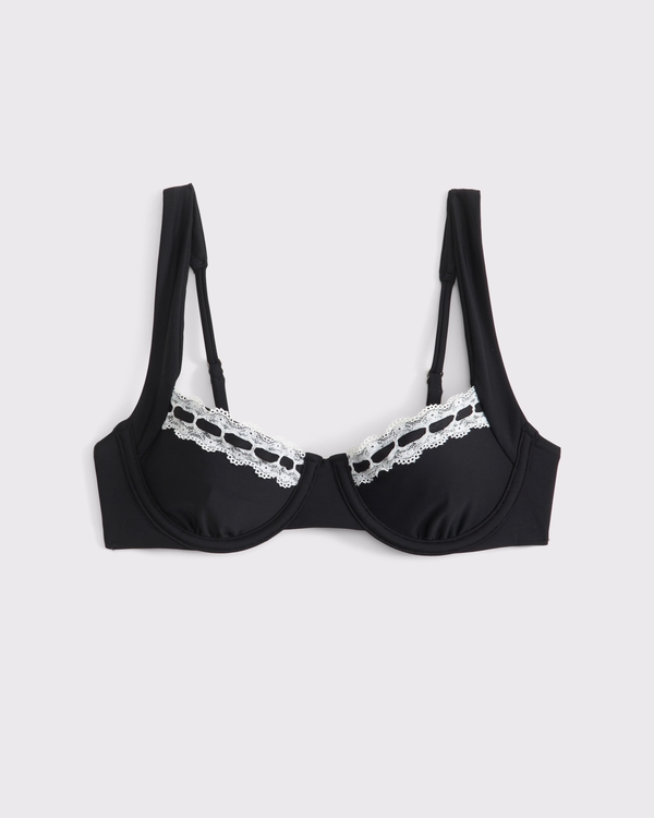 Wide Strap Underwire Bikini Top, Black view 1