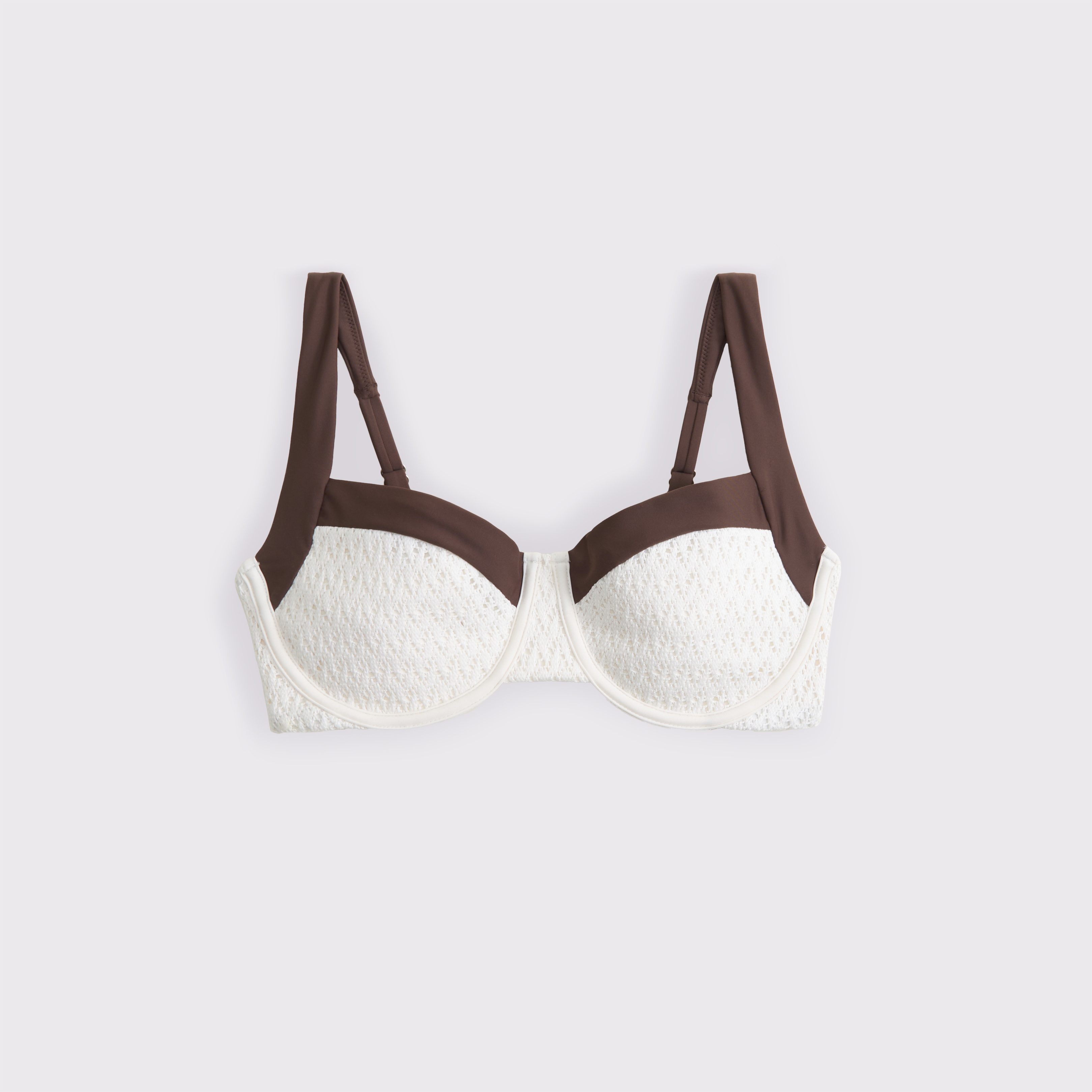 Abercrombie & Fitch Curve Love Crochet-style Wide Strap Underwire Bikini Top In Multi